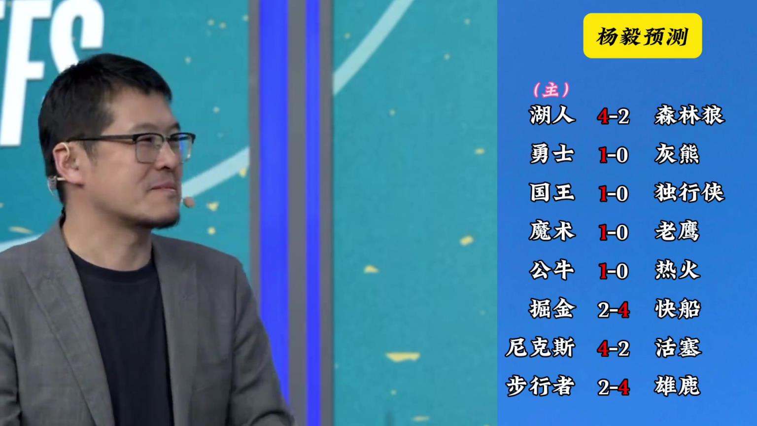明燈來(lái)了！看看楊毅的季后賽預(yù)測(cè)：湖人4-2狼 快船4-2掘金
